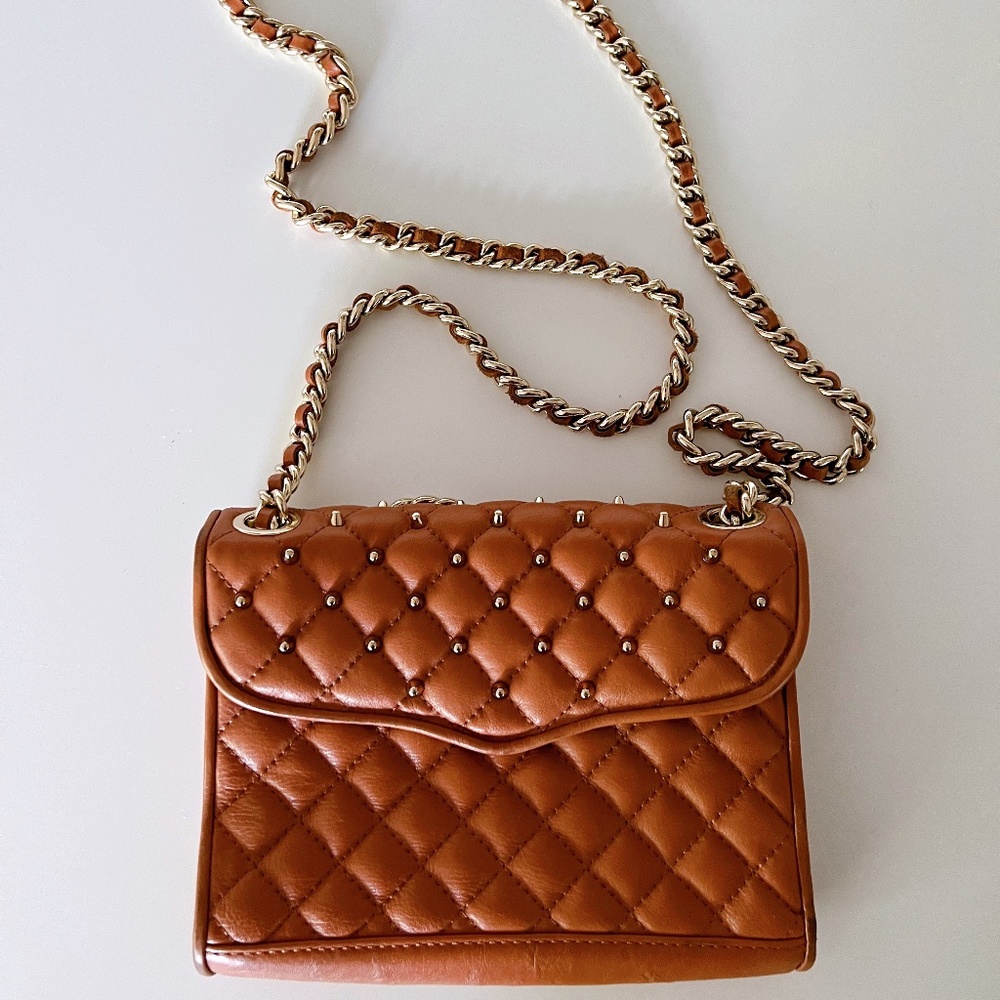 Rebecca Minkoff Mini Quilted Affair - Tan Leather with Gold Studs